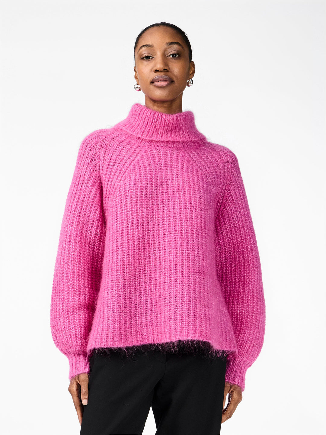 Y.A.S - Yaslambi Ls Knit Rollneck Pullover - 4656393 Fuchsia Fedora Strikbluser 