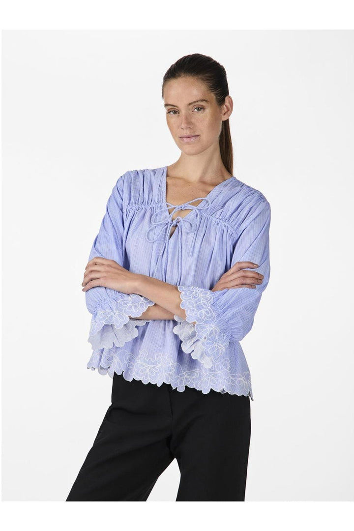 Y.A.S - Yaspama 3/4 Bow Top - 4724757 Palace Blue Pama Stripes